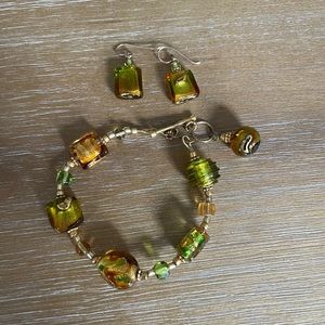 Authentic Venetian glass earrings and bracelet
